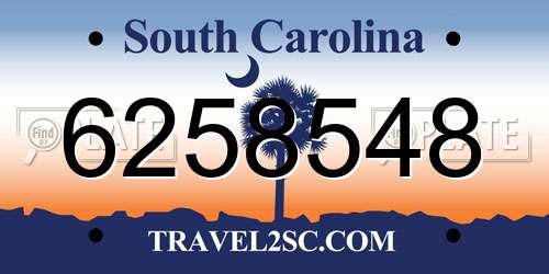 6258548 South Carolina License Plate