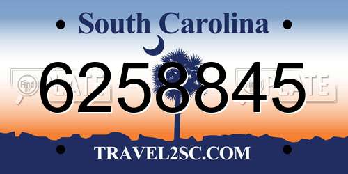 6258845 South Carolina License Plate