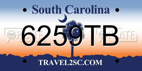 6259TB South Carolina License Plate