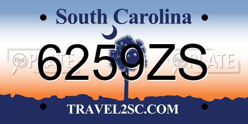 6259ZS South Carolina License Plate