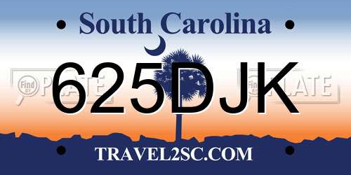 625DJK South Carolina License Plate