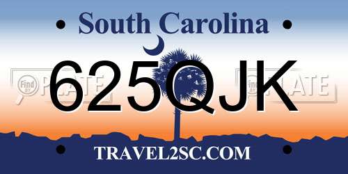 625QJK South Carolina License Plate