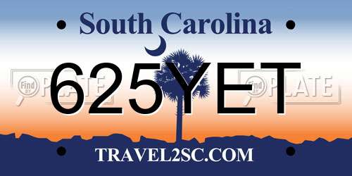 625YET South Carolina License Plate