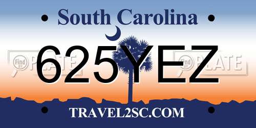 625YEZ South Carolina License Plate