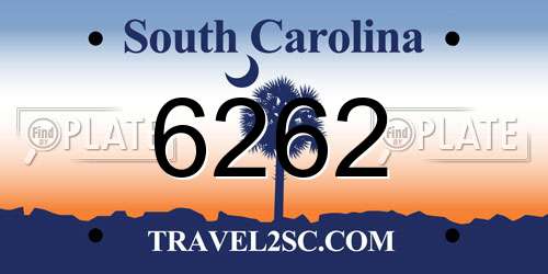 6262 South Carolina License Plate