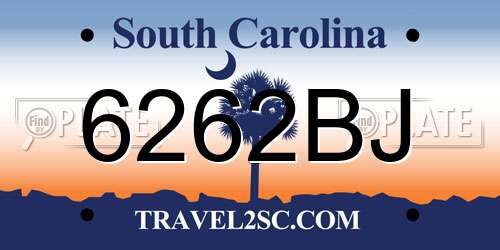 6262BJ South Carolina License Plate