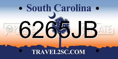 6265JB South Carolina License Plate