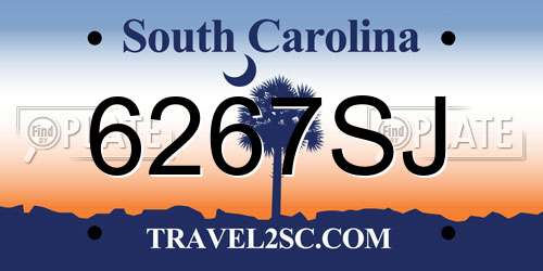 6267SJ South Carolina License Plate