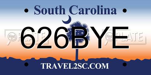 626BYE South Carolina License Plate