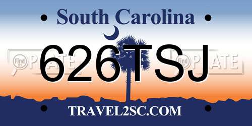 626TSJ South Carolina License Plate