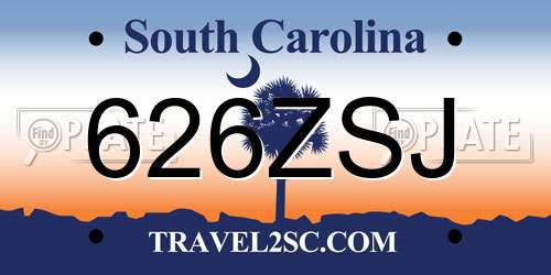626ZSJ South Carolina License Plate