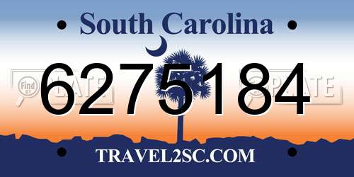 6275184 South Carolina License Plate