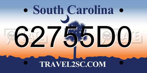 62755D0 South Carolina License Plate