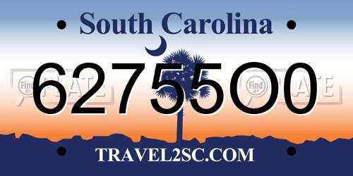 62755O0 South Carolina License Plate