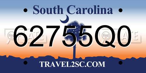 62755Q0 South Carolina License Plate