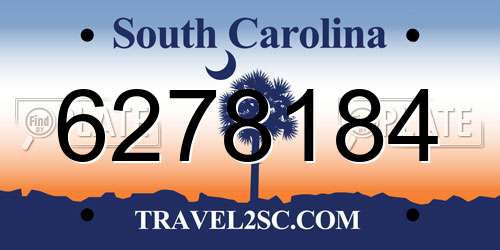 6278184 South Carolina License Plate