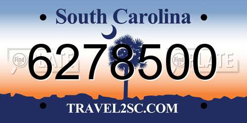 6278500 South Carolina License Plate