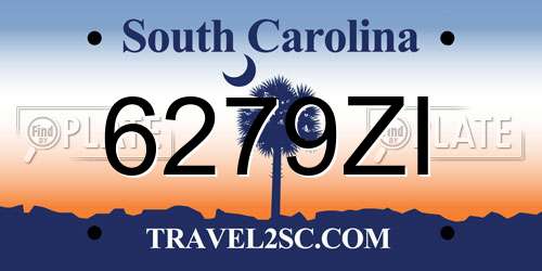 6279ZI South Carolina License Plate