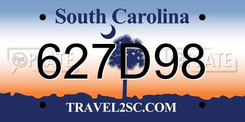 627D98 South Carolina License Plate