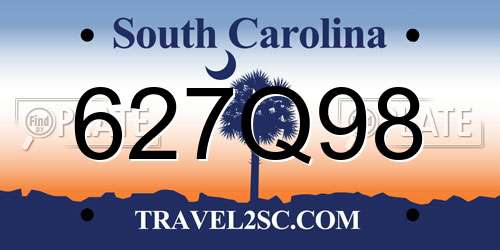 627Q98 South Carolina License Plate