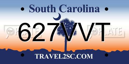 627VVT South Carolina License Plate