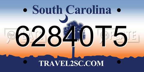 62840T5 South Carolina License Plate