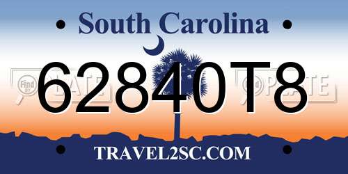 62840T8 South Carolina License Plate