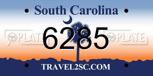 6285 South Carolina License Plate