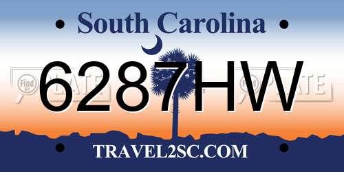 6287HW South Carolina License Plate