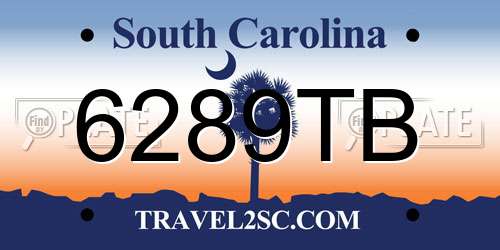 6289TB South Carolina License Plate