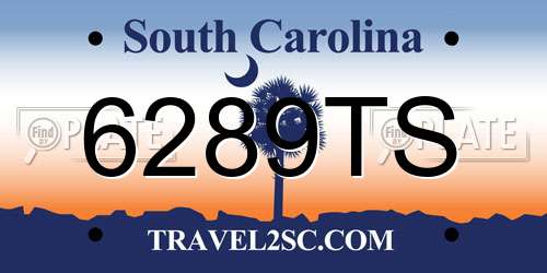 6289TS South Carolina License Plate