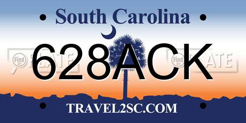 628ACK South Carolina License Plate