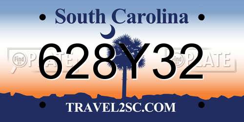 628Y32 South Carolina License Plate