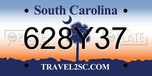 628Y37 South Carolina License Plate