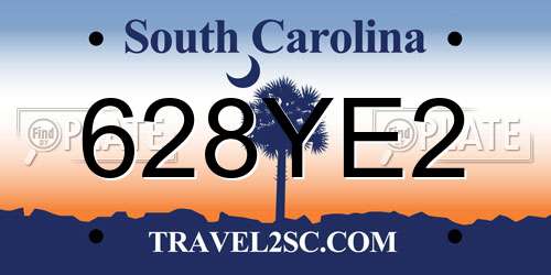 628YE2 South Carolina License Plate