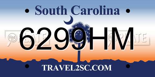 6299HM South Carolina License Plate