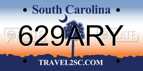 629ARY South Carolina License Plate