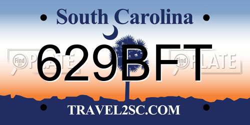629BFT South Carolina License Plate