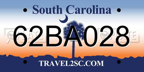 62BA028 South Carolina License Plate