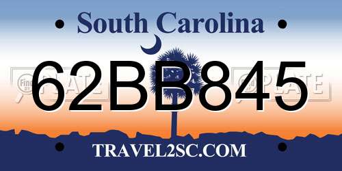 62BB845 South Carolina License Plate