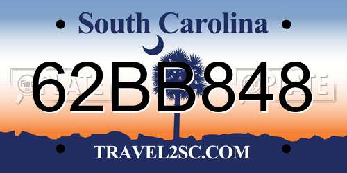 62BB848 South Carolina License Plate