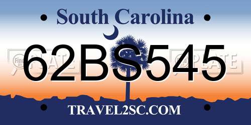 62BS545 South Carolina License Plate