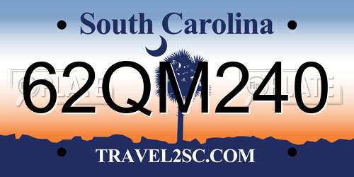 62QM240 South Carolina License Plate