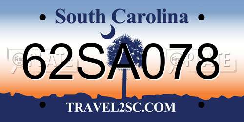 62SA078 South Carolina License Plate
