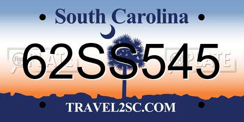 62SS545 South Carolina License Plate