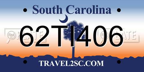 62TI406 South Carolina License Plate