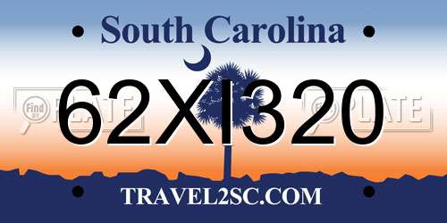 62XI320 South Carolina License Plate