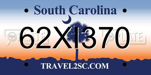 62XI370 South Carolina License Plate