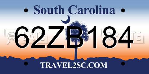 62ZB184 South Carolina License Plate