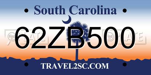 62ZB500 South Carolina License Plate